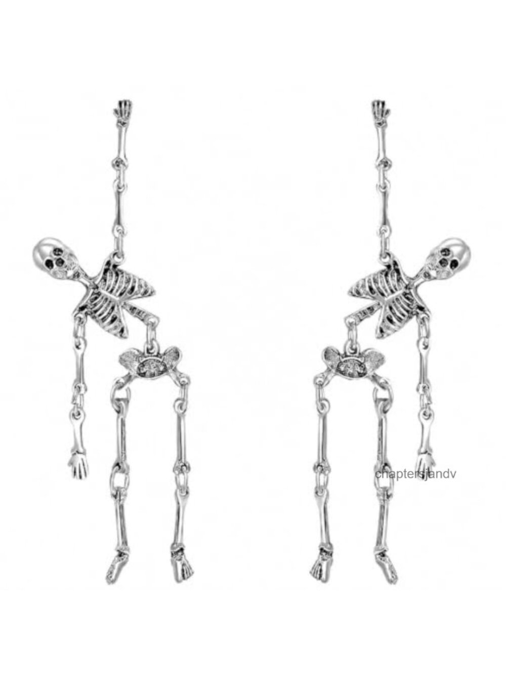 Skeleton Skull Dangle Earrings Alloy Steel Gothic Halloween Jewelry